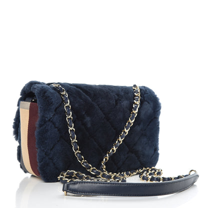 Chanel Orylag Rabbit Fur Quilted Small Single Flap Navy Blue 3 of 9