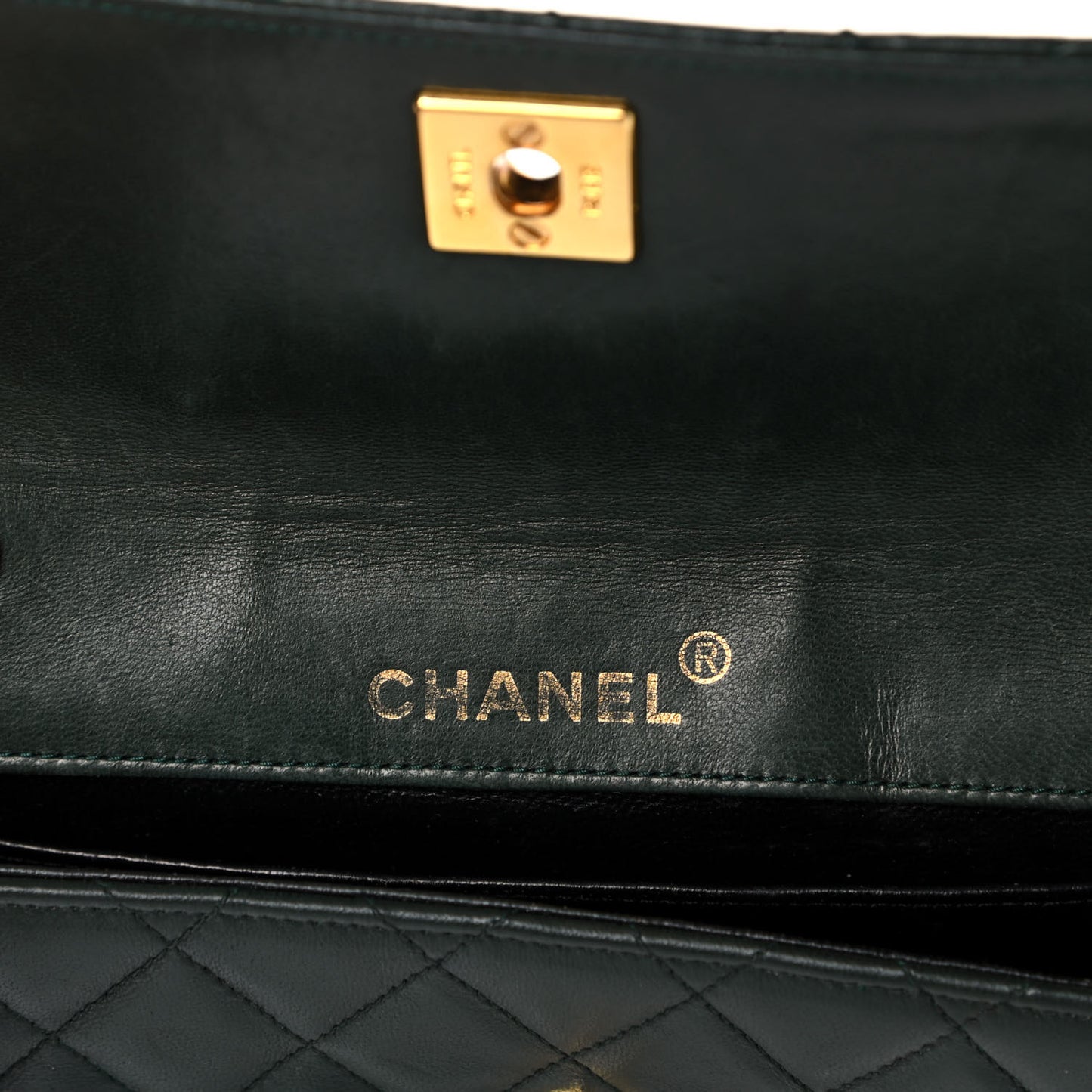 Lambskin Quilted Small Single Flap Green