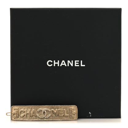 Chanel Metal Crystal CC Crown Logo Hair Clip Gold 4 of 4