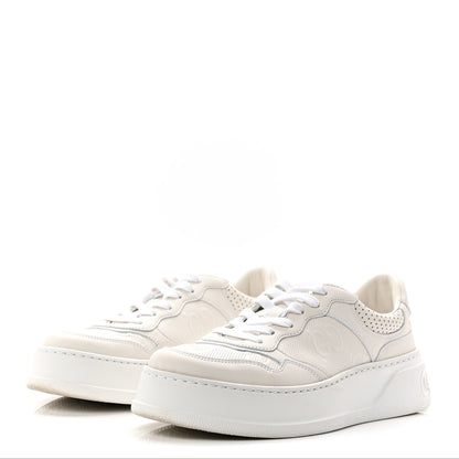 Gucci Calfskin GG Tennis Embossed Perforated Womens Platform 55mm Sneakers 39 Great White 3 of 9
