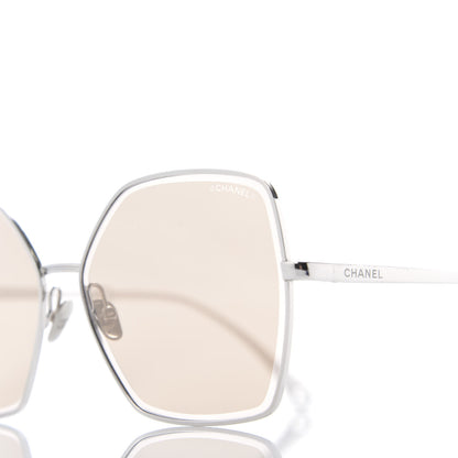 Chanel Metal Butterfly Removable Pearl Chain Sunglasses 4262 Silver Brown 9 of 10