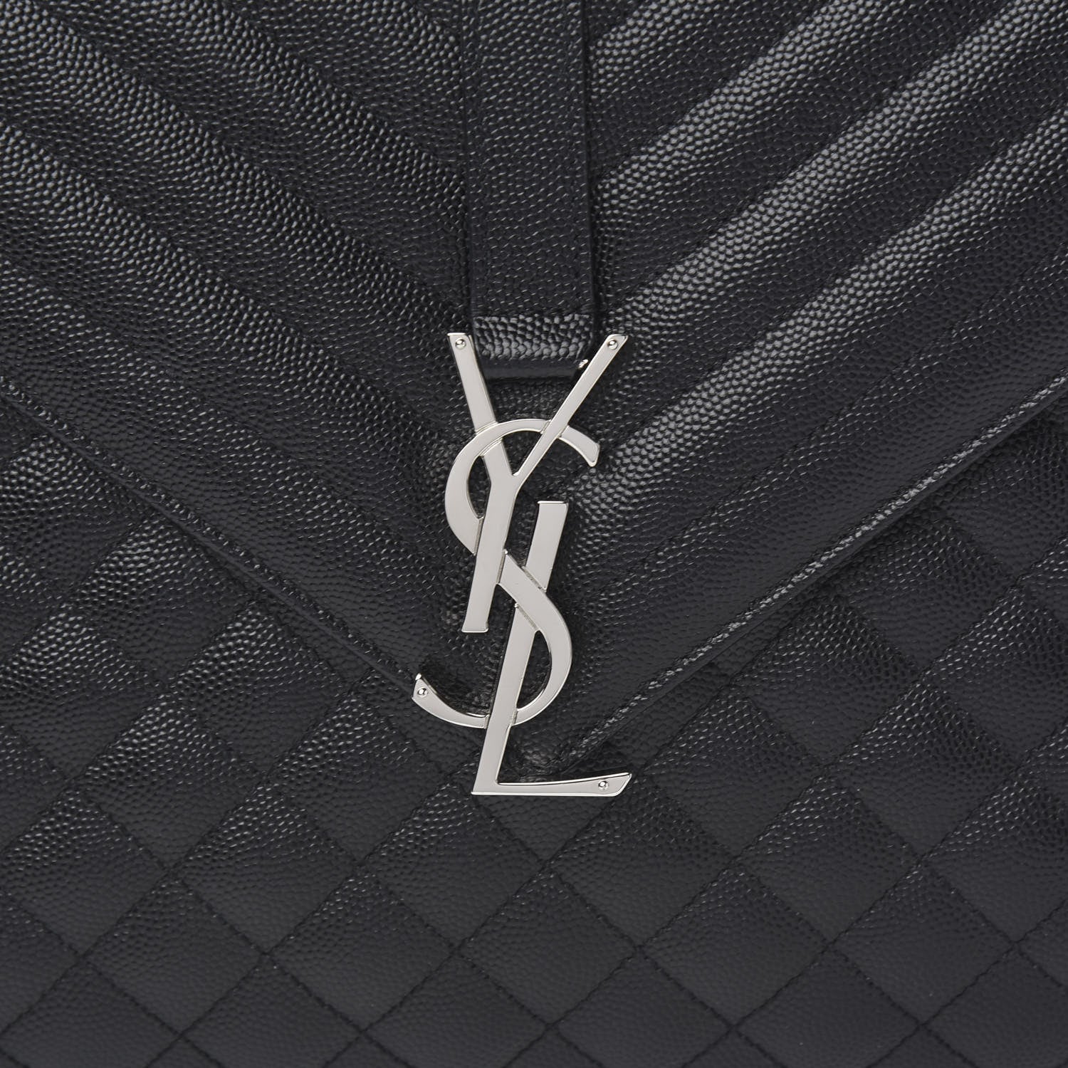 Saint Laurent Grain De Poudre Large Tri-Quilt Monogram Satchel Black 9 of 10