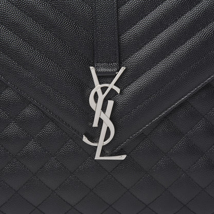 Saint Laurent Grain De Poudre Large Tri-Quilt Monogram Satchel Black 9 of 10