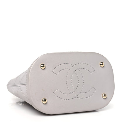Chanel Calfskin Stitched Chain Bucket Bag Light Grey 4 of 12