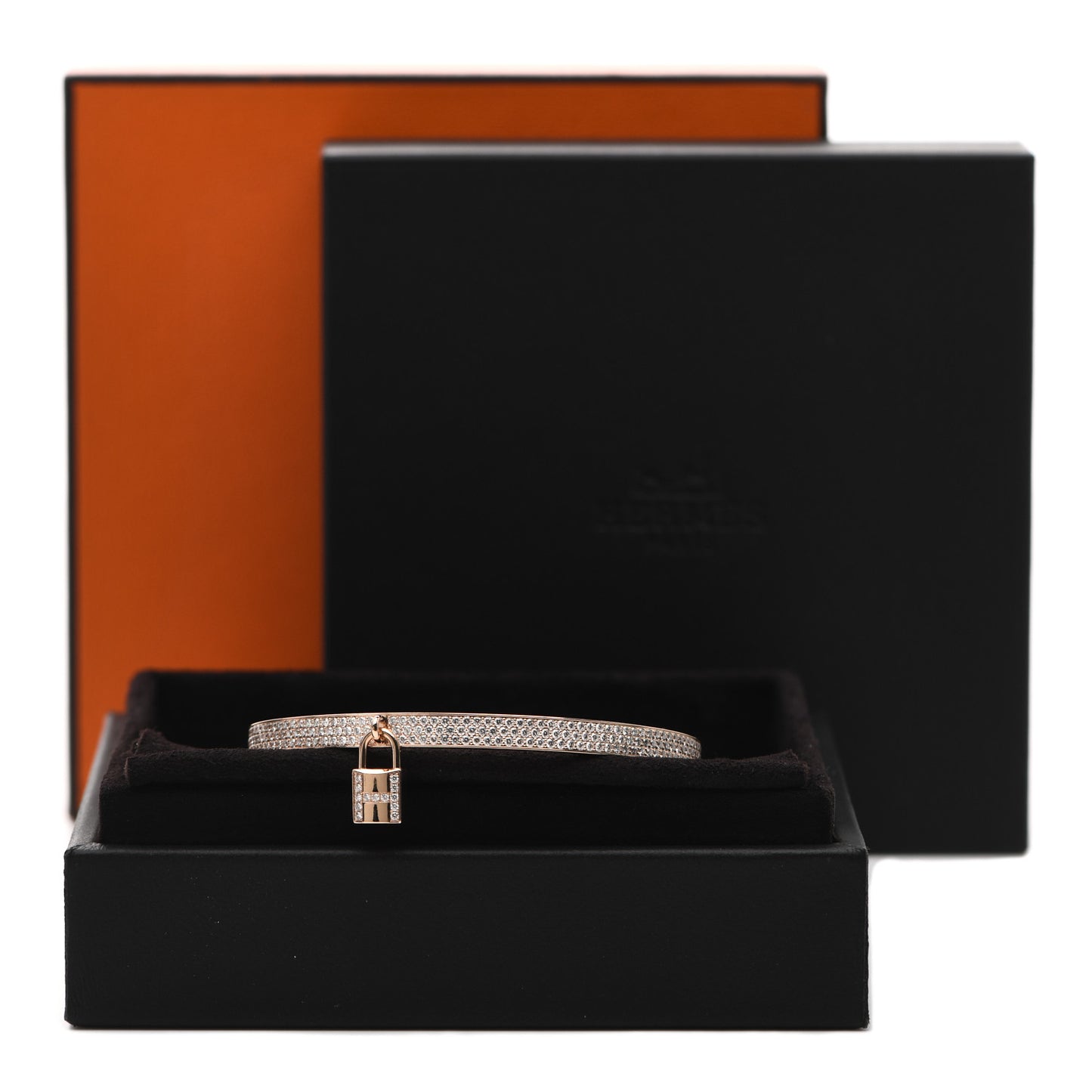 18K Rose Gold Diamond Pave Kelly Clochette Cuff Bracelet ST