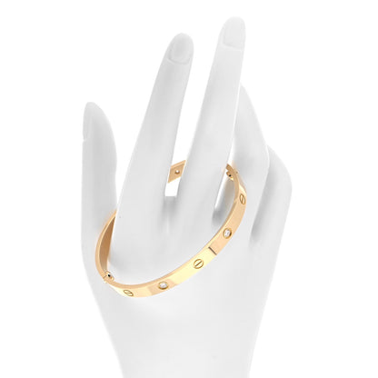 Cartier 18K Yellow Gold 4 Diamond LOVE Bracelet 19 2 of 6