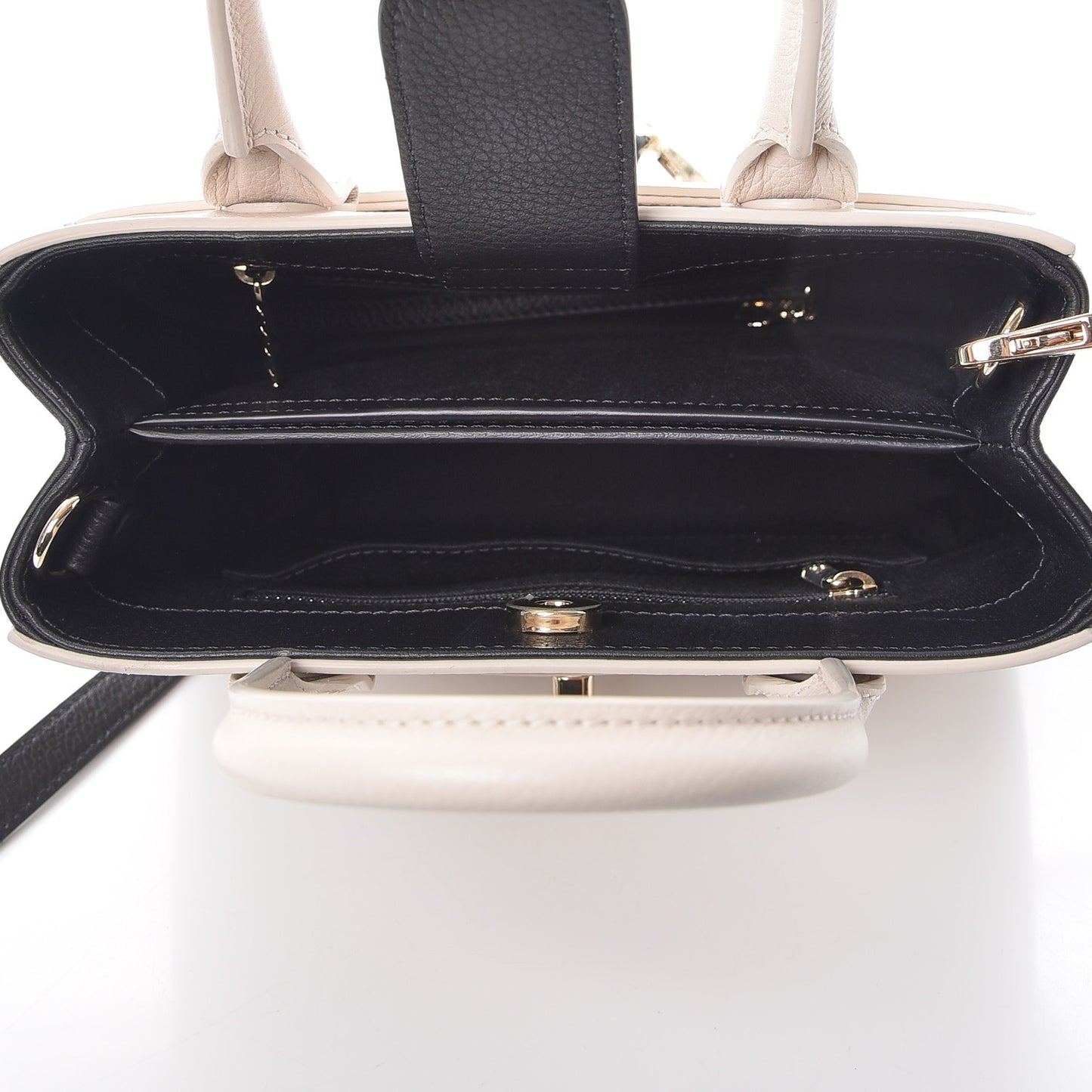 Grained Calfskin Mini Bi-Color Neo Executive Shopper Tote White Black