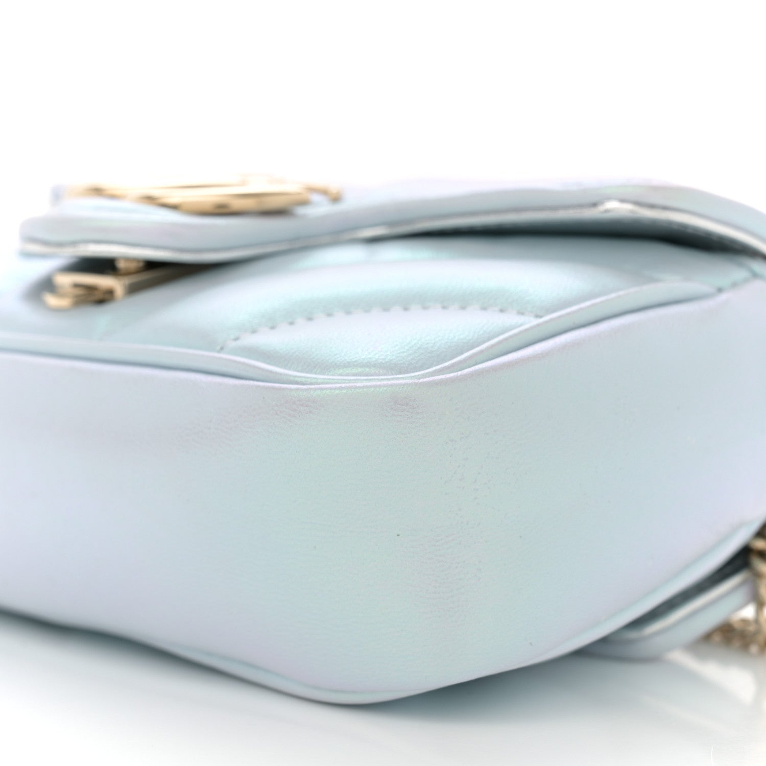 Gucci Iridescent Nappa Chevron Matelasse Super Mini GG Marmont Shoulder Bag Iridescent Snow Light Blue 10 of 11