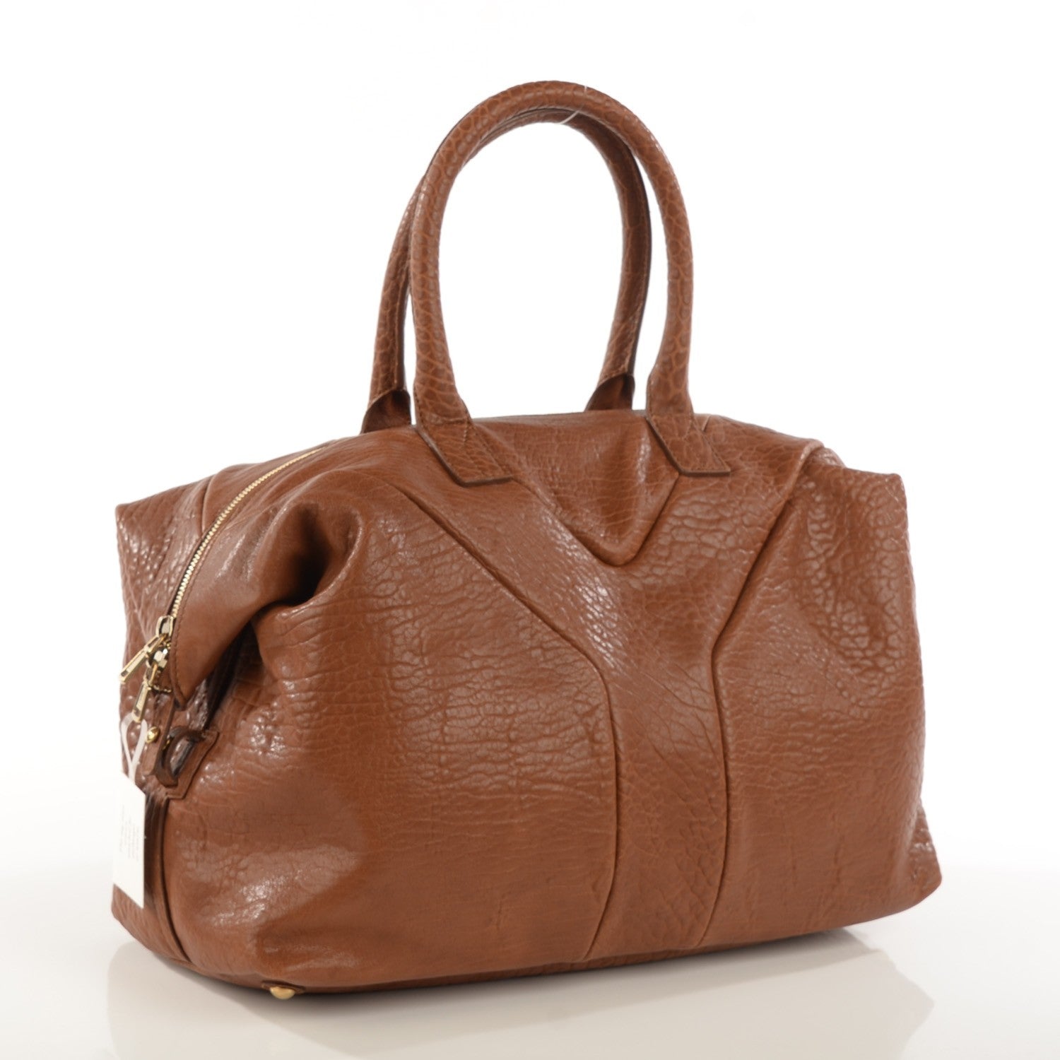 Saint Laurent Pebbled Lambskin Medium Easy Sac Brown 3 of 7
