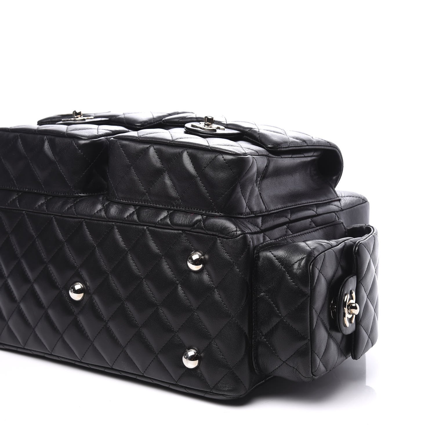 Chanel Calfskin Quilted Large Cambon Multipocket Reporter Black White 6 of 9