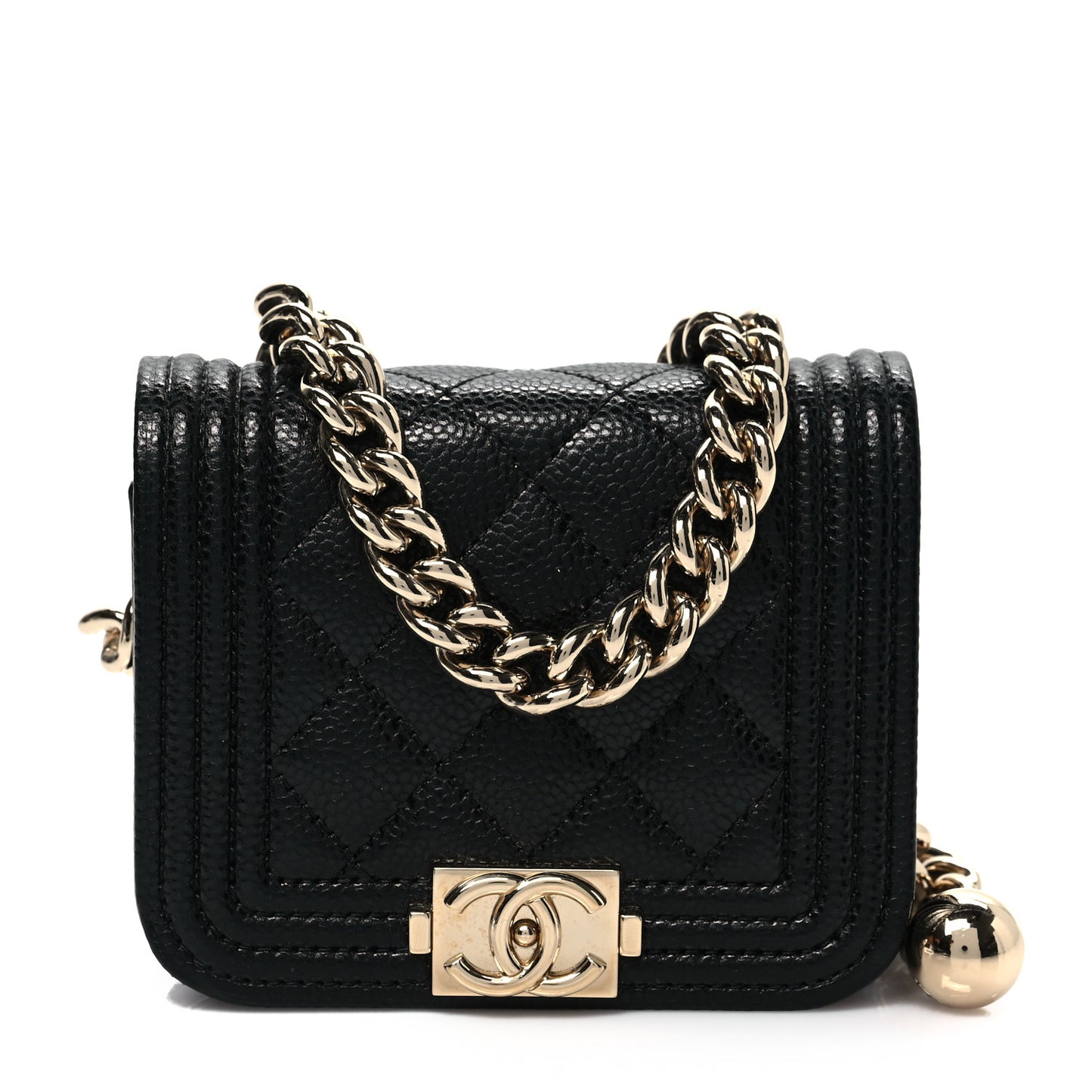 Caviar Quilted Boy Flap Waist Belt Bag Black