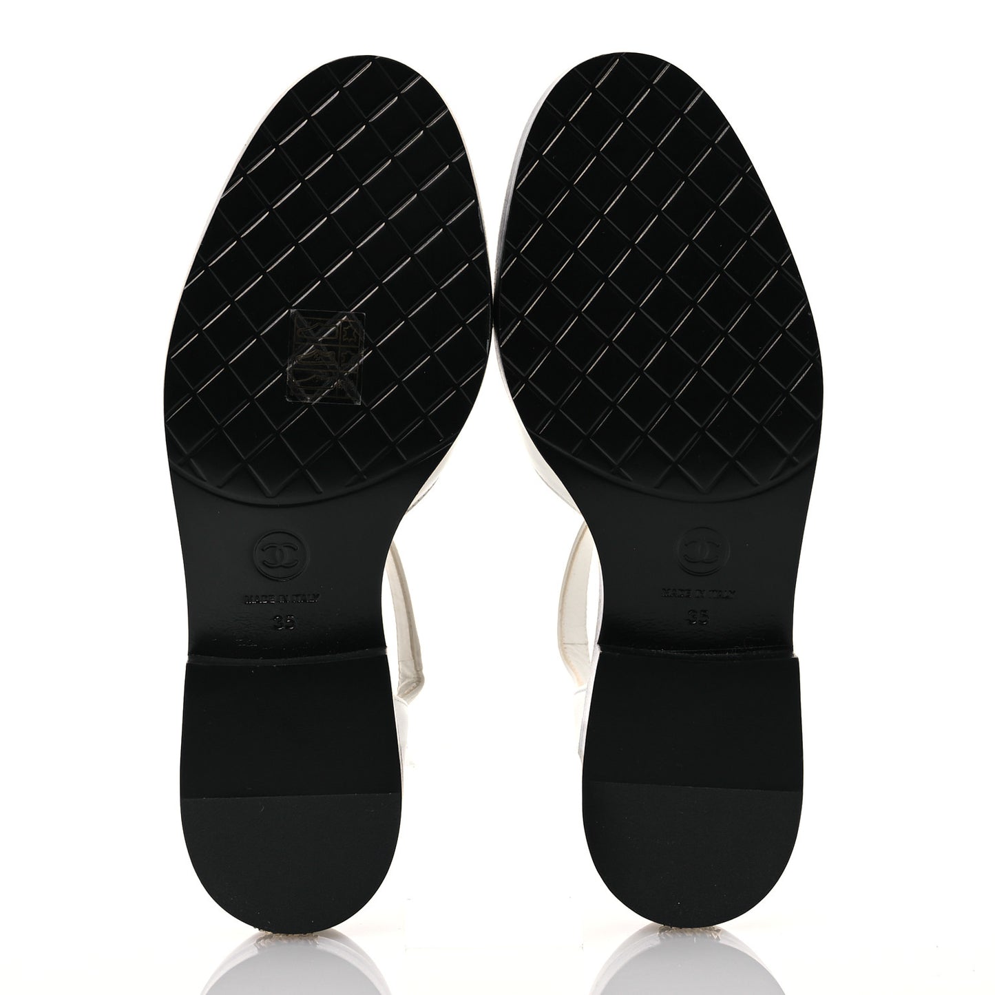 Shiny Goatskin Mary Jane Flats 35 White Black