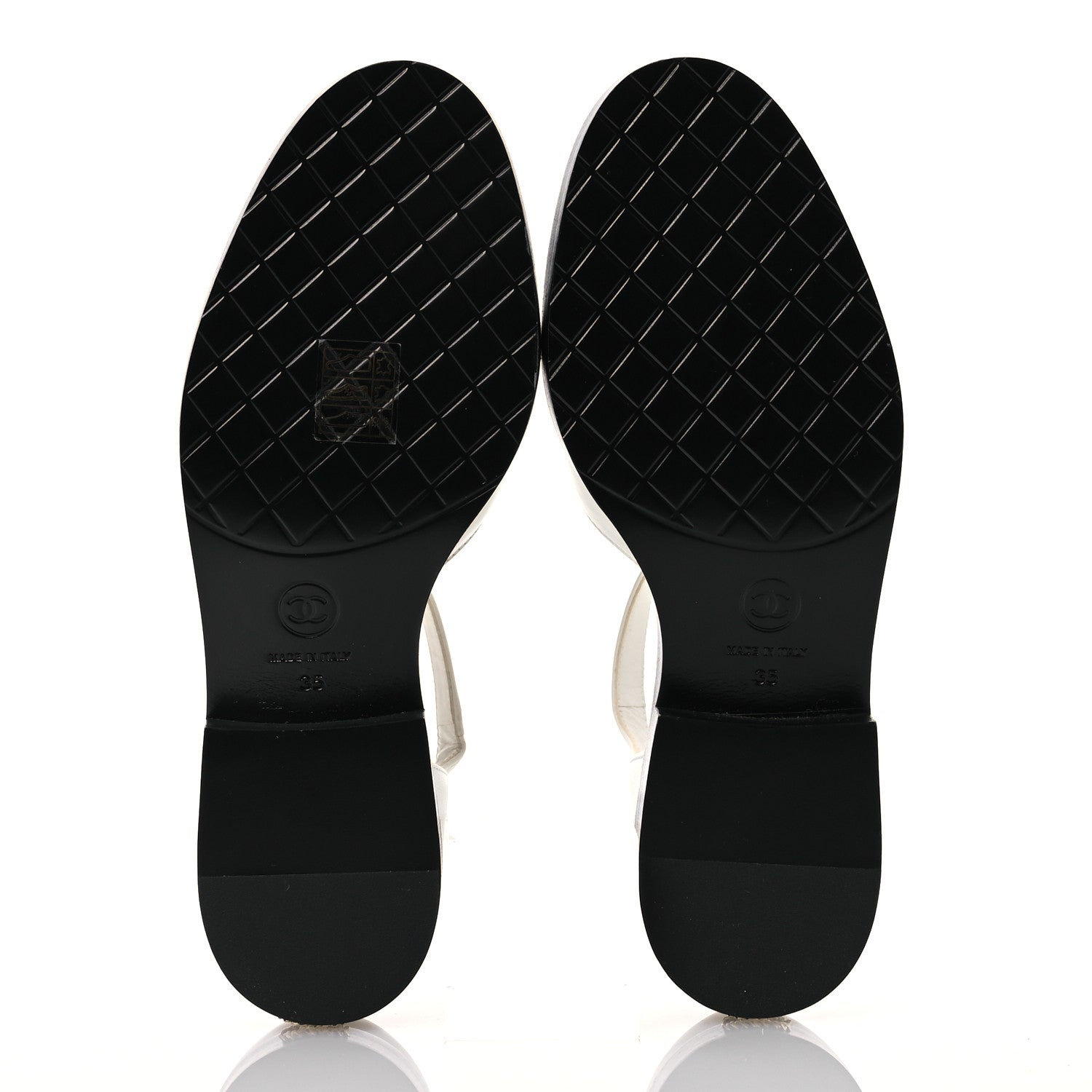 Chanel Shiny Goatskin Mary Jane Flats 35 White Black 6 of 13