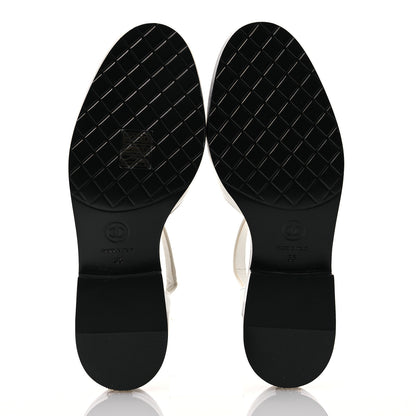 Chanel Shiny Goatskin Mary Jane Flats 35 White Black 6 of 13