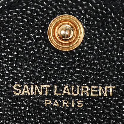 Saint Laurent Grain De Poudre Matelasse Chevron Monogram Envelope Chain Wallet Black 6 of 6