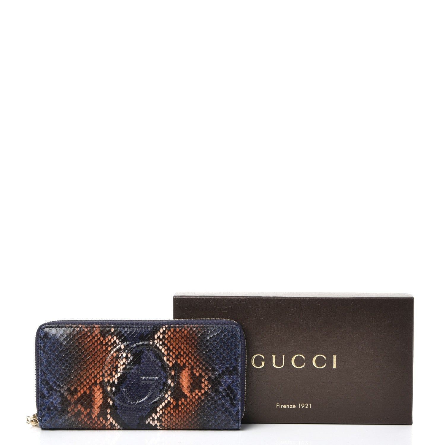 Gucci Python Soho Zip Around Wallet Blue Sienna 14 of 14