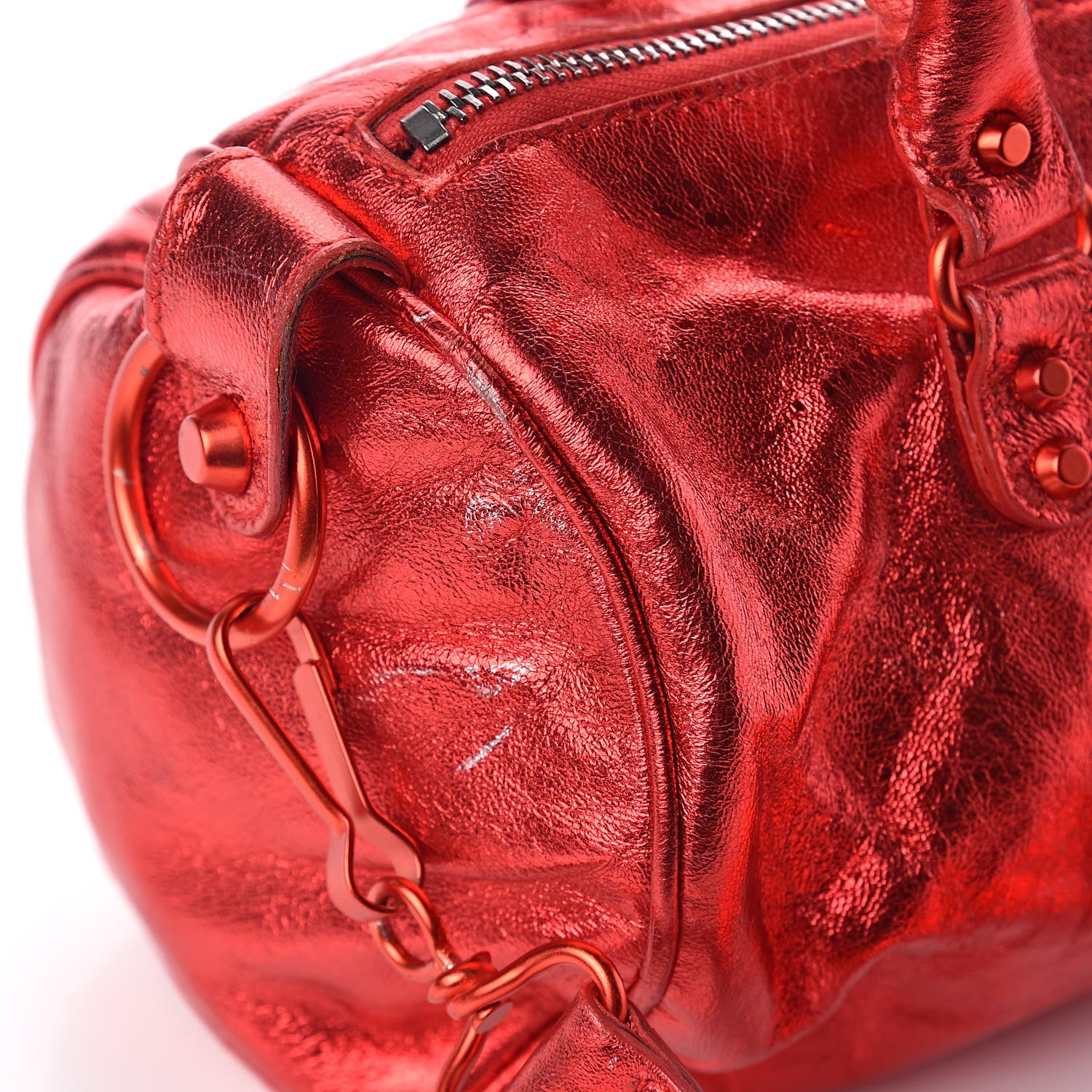 Balenciaga Metallic Agneau Classic Hardware Twiggy Red 8 of 12