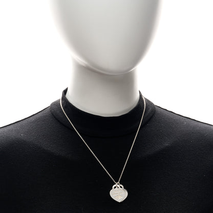 Tiffany Sterling Silver Disney Cruise Line Double Heart Tag Pendant Necklace 2 of 5