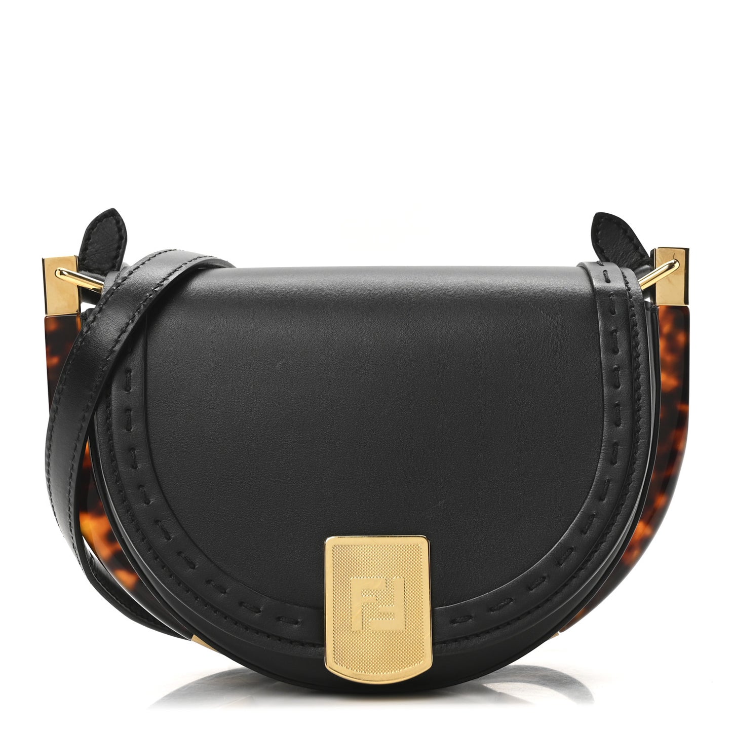 Vitello King Plexiglass Moonlight Shoulder Bag Black