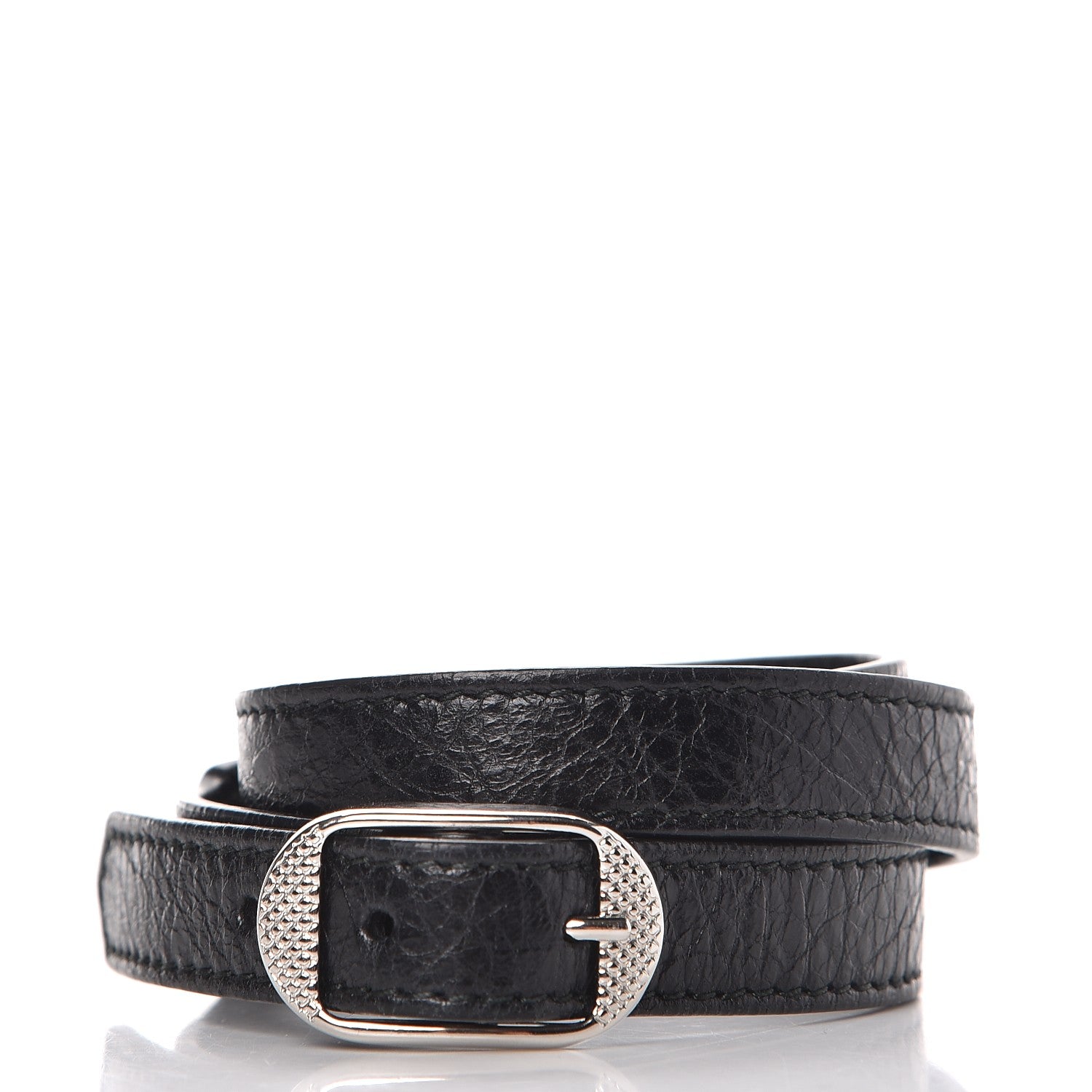 Balenciaga Agneau Giant Silver Hardware Triple Tour M Bracelet Black 3 of 6