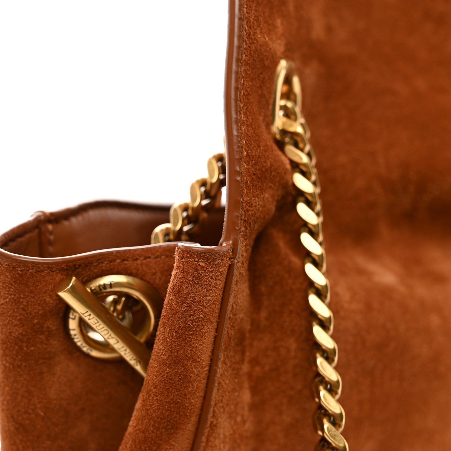 Smooth Calfskin Suede Medium Reversible Monogram Kate Satchel Brick