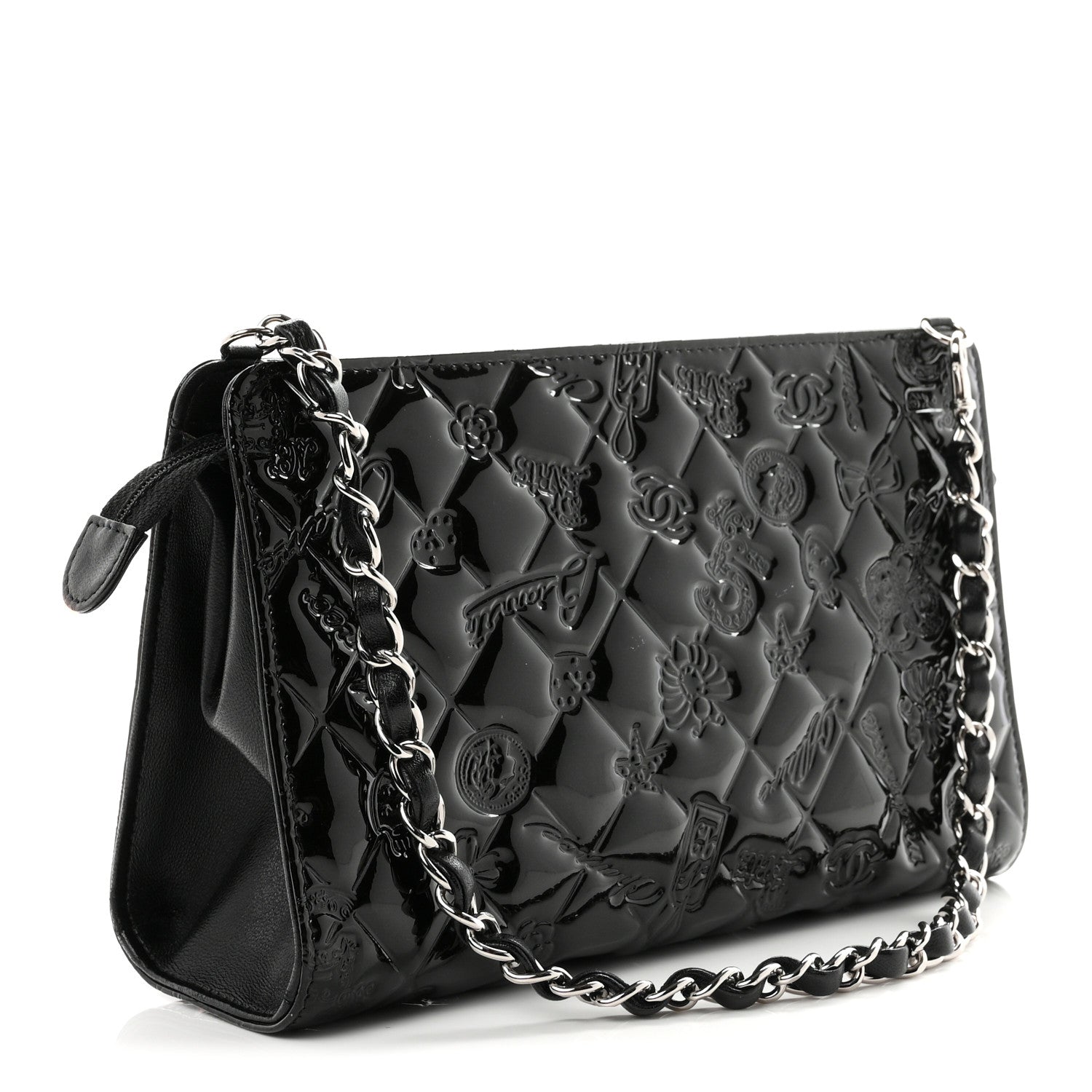 Chanel Patent Calfskin Lucky Symbols Pochette Black 3 of 10