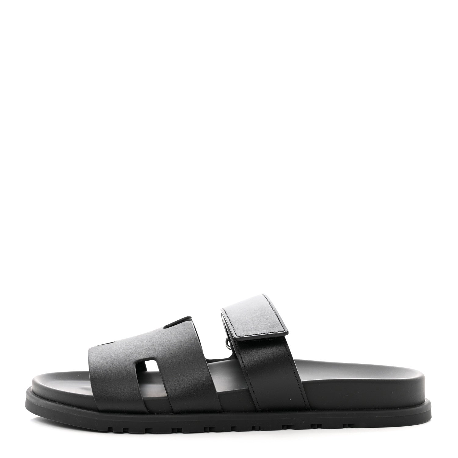 Hermes Calfskin Mens Chypre Sandals 42.5 Black 1 of 9