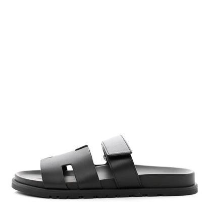 Hermes Calfskin Mens Chypre Sandals 42.5 Black 1 of 9