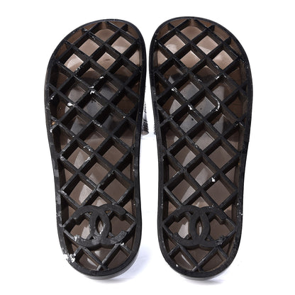 Chanel PVC Transparent CC Flat Slide Sandals 40 Black 7 of 8