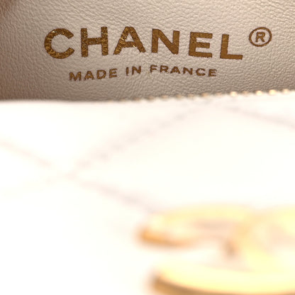 Chanel Calfskin Quilted Square Top Handle Vanity Case White 6 of 14