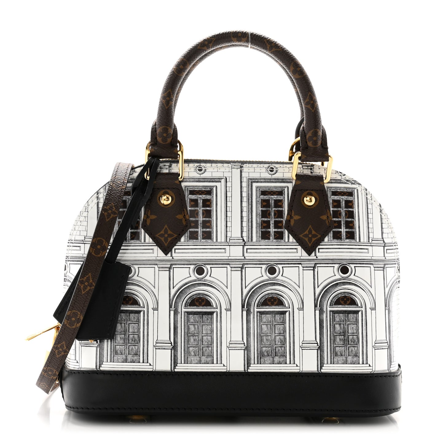 X FORNASETTI Calfskin Architettura Alma BB Black White