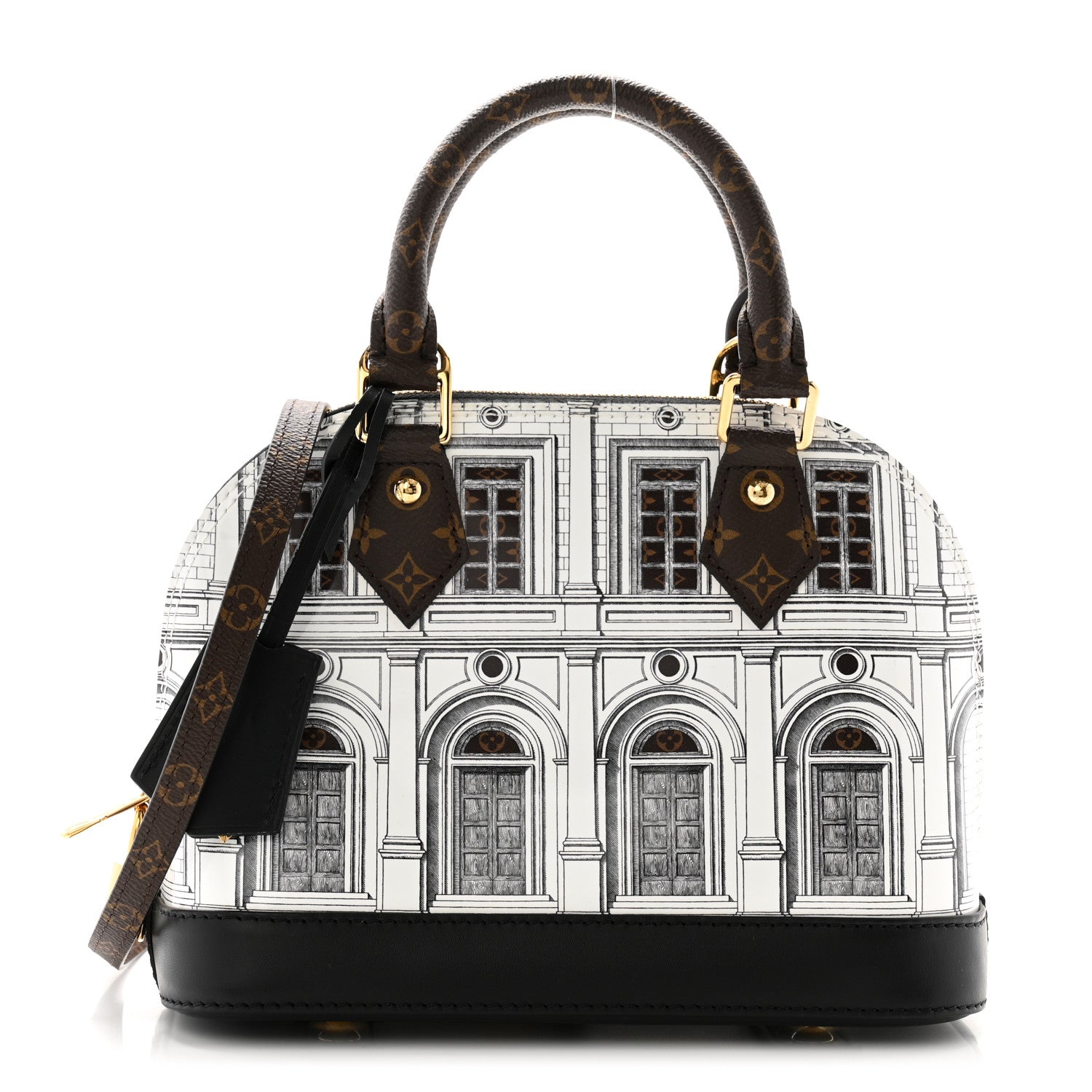 Louis Vuitton X FORNASETTI Calfskin Architettura Alma BB Black White 1 of 10