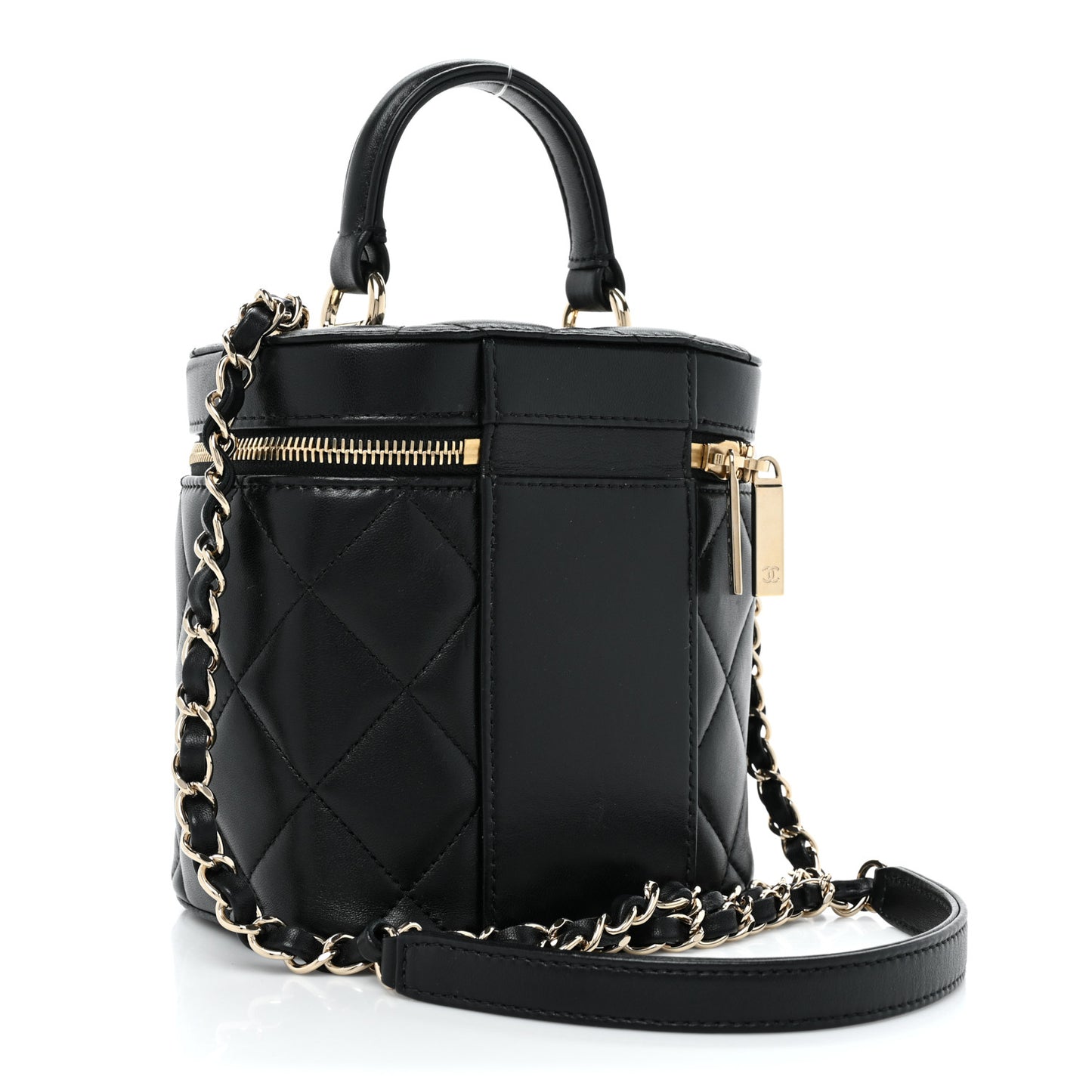 Lambskin Quilted Trendy Vanity Case Black