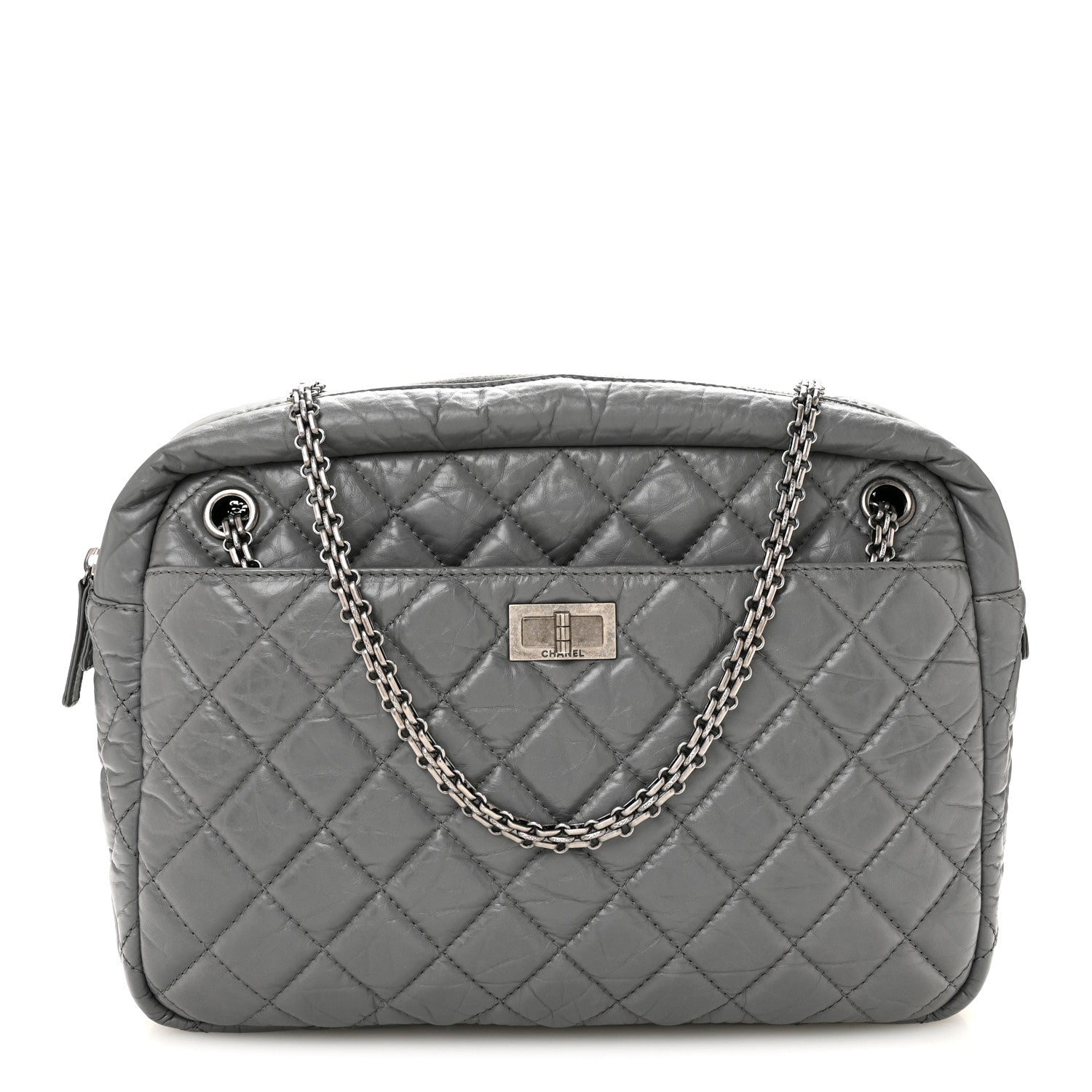Chanel Aged Calfskin Quilted Large Reissue Camera Case Grey 1 of 10