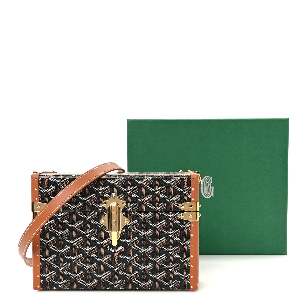 Goyardine Cassette Trunk Bag Black Gold