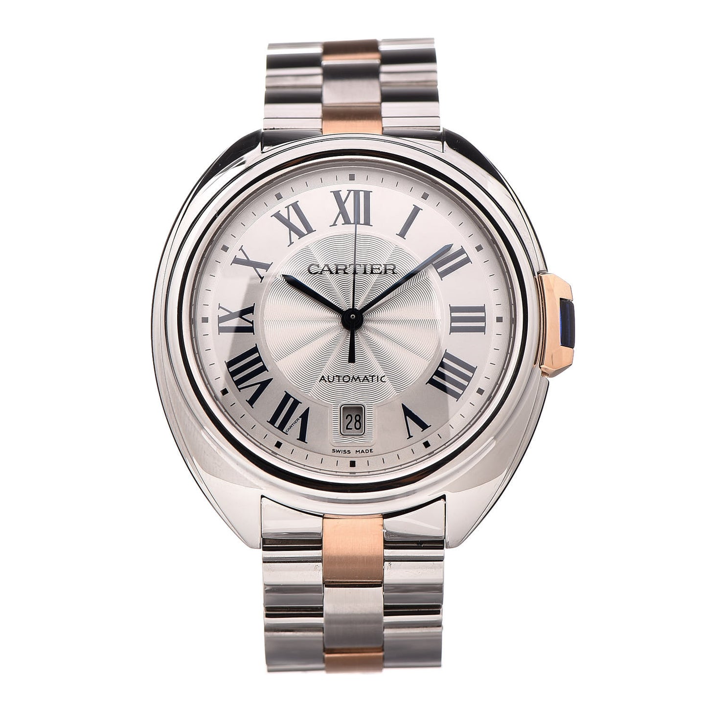 Stainless Steel 18K Pink Gold 40mm Cle De Automatic Watch