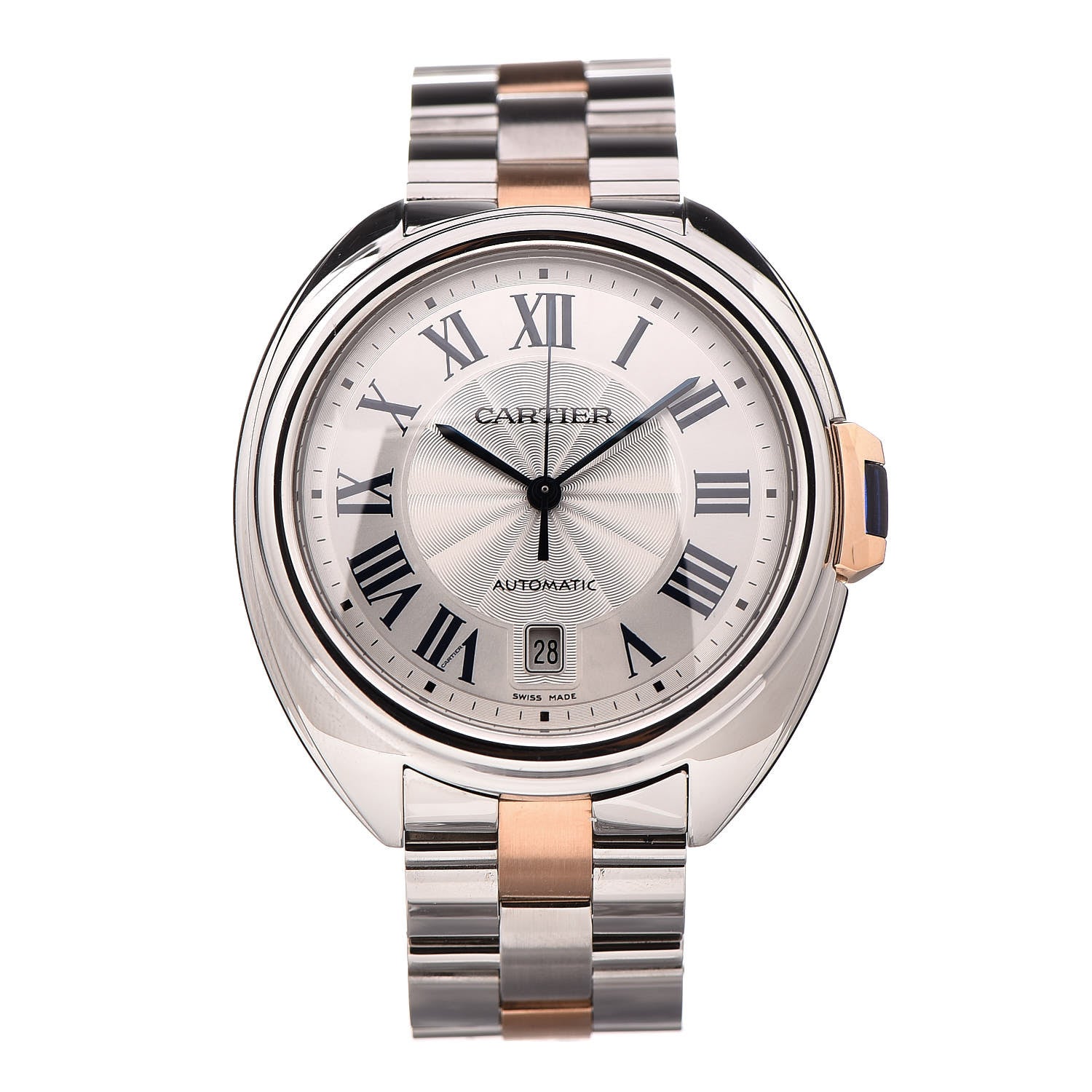 Cartier Stainless Steel 18K Pink Gold 40mm Cle De Automatic Watch 1 of 6