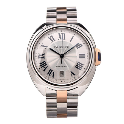 Cartier Stainless Steel 18K Pink Gold 40mm Cle De Automatic Watch 1 of 6