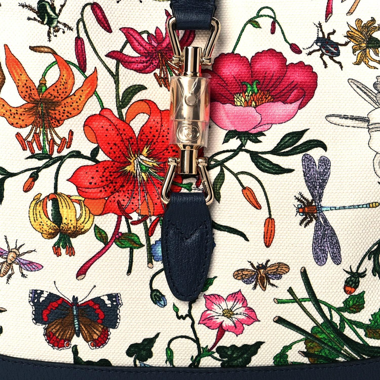 Gucci Canvas Flora Medium Jackie Hobo Blue Agata 9 of 11