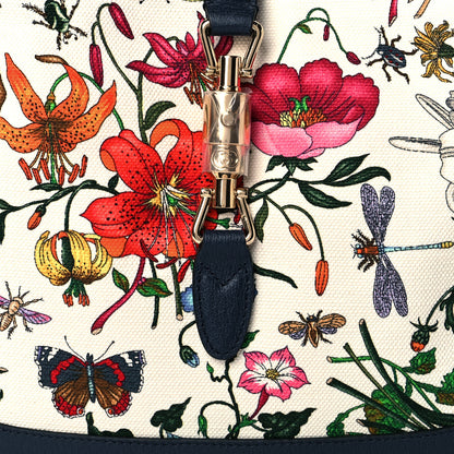 Gucci Canvas Flora Medium Jackie Hobo Blue Agata 9 of 11