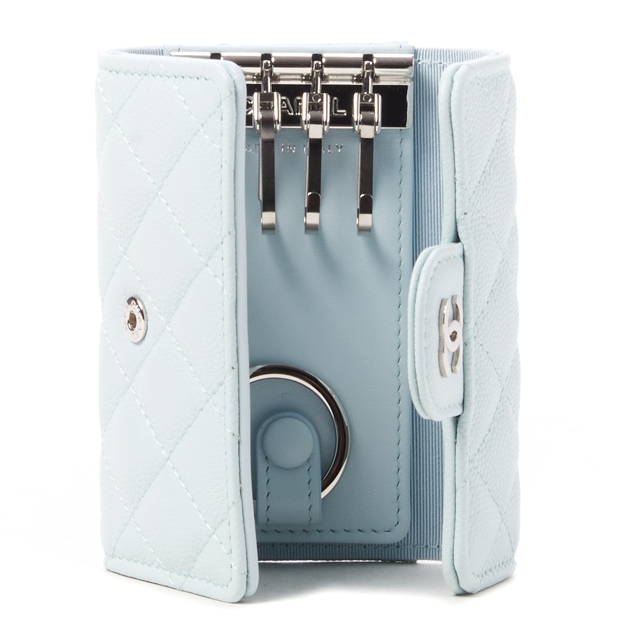 Chanel Caviar Quilted Classic 4 Key Holder Wallet Light Blue 5 of 9