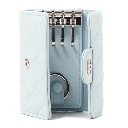 Chanel Caviar Quilted Classic 4 Key Holder Wallet Light Blue 5 of 9