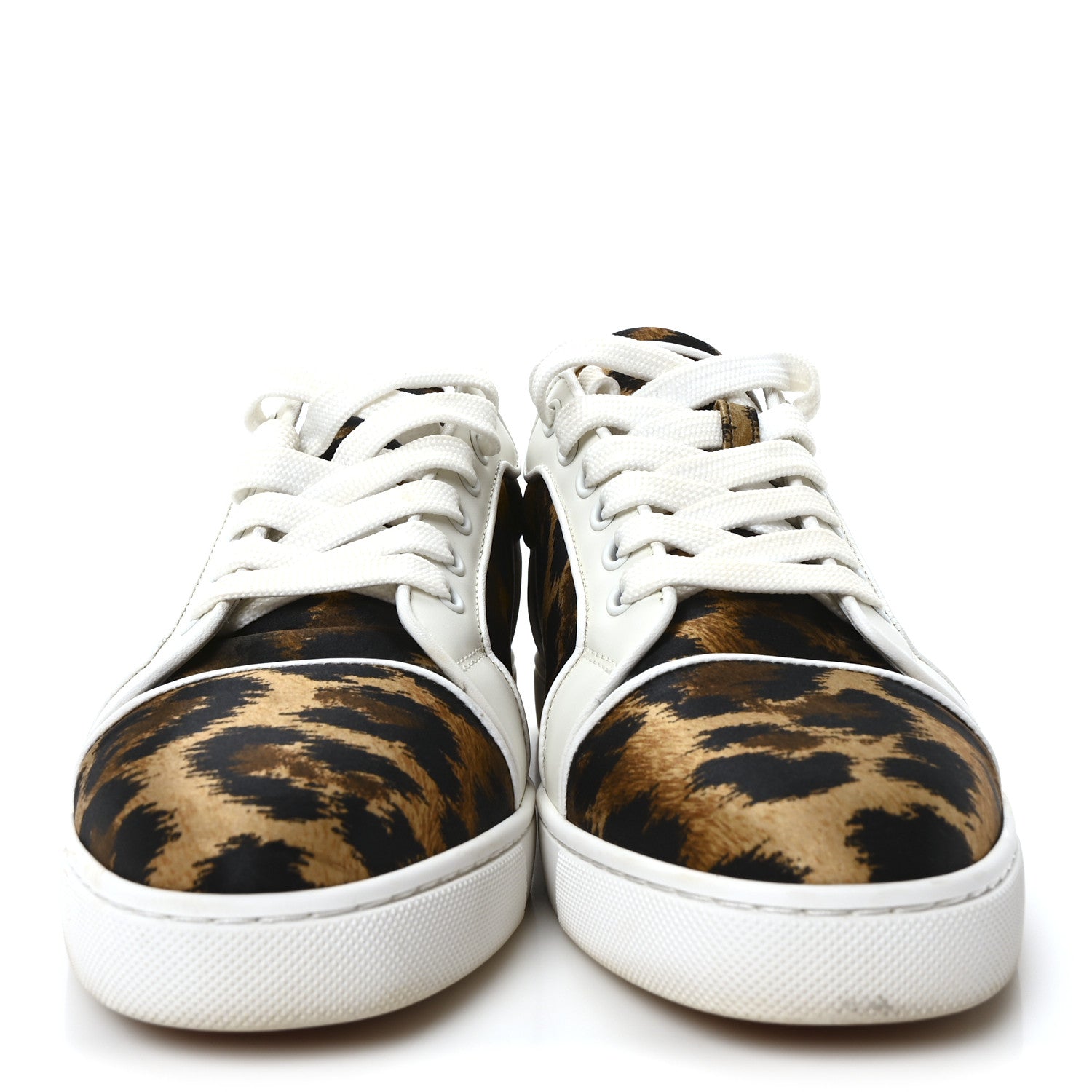 Christian Louboutin Crepe Satin Calfskin Womens Vieira Orlato Flat Sneakers 39 Brown White 3 of 9