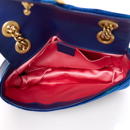 Gucci Velvet Matelasse Mini GG Marmont Shoulder Bag Cobalt Blue 5 of 14