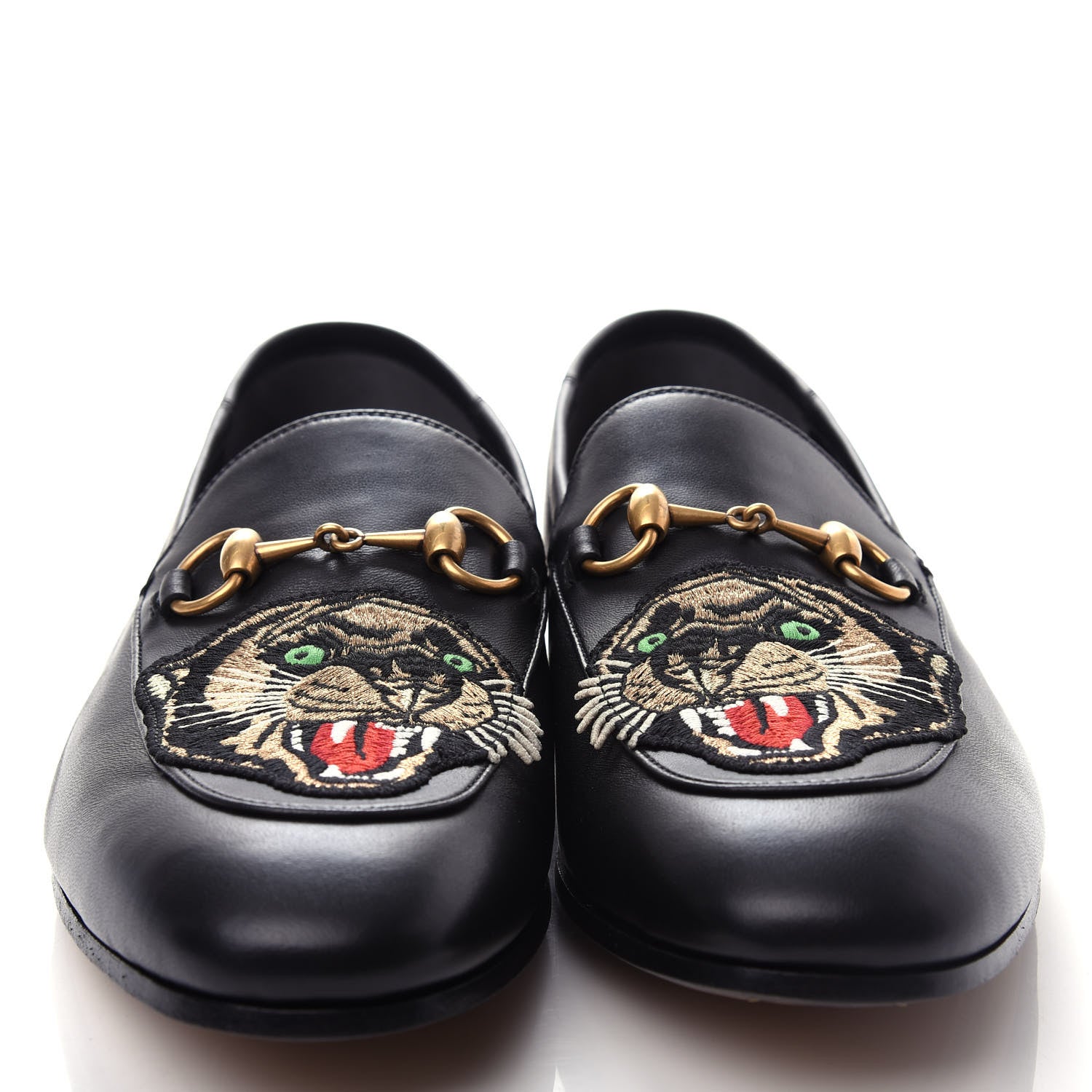 Gucci Goatskin Tiger Embroidered Mens Horsebit Loafers 8.5 Black 5 of 11