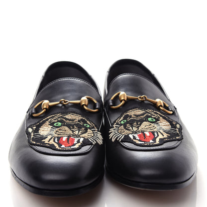 Gucci Goatskin Tiger Embroidered Mens Horsebit Loafers 8.5 Black 5 of 11