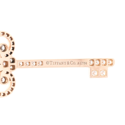 Tiffany 18K Rose Gold Diamond Fleur De Lis Key Pave Pendant Necklace 6 of 8