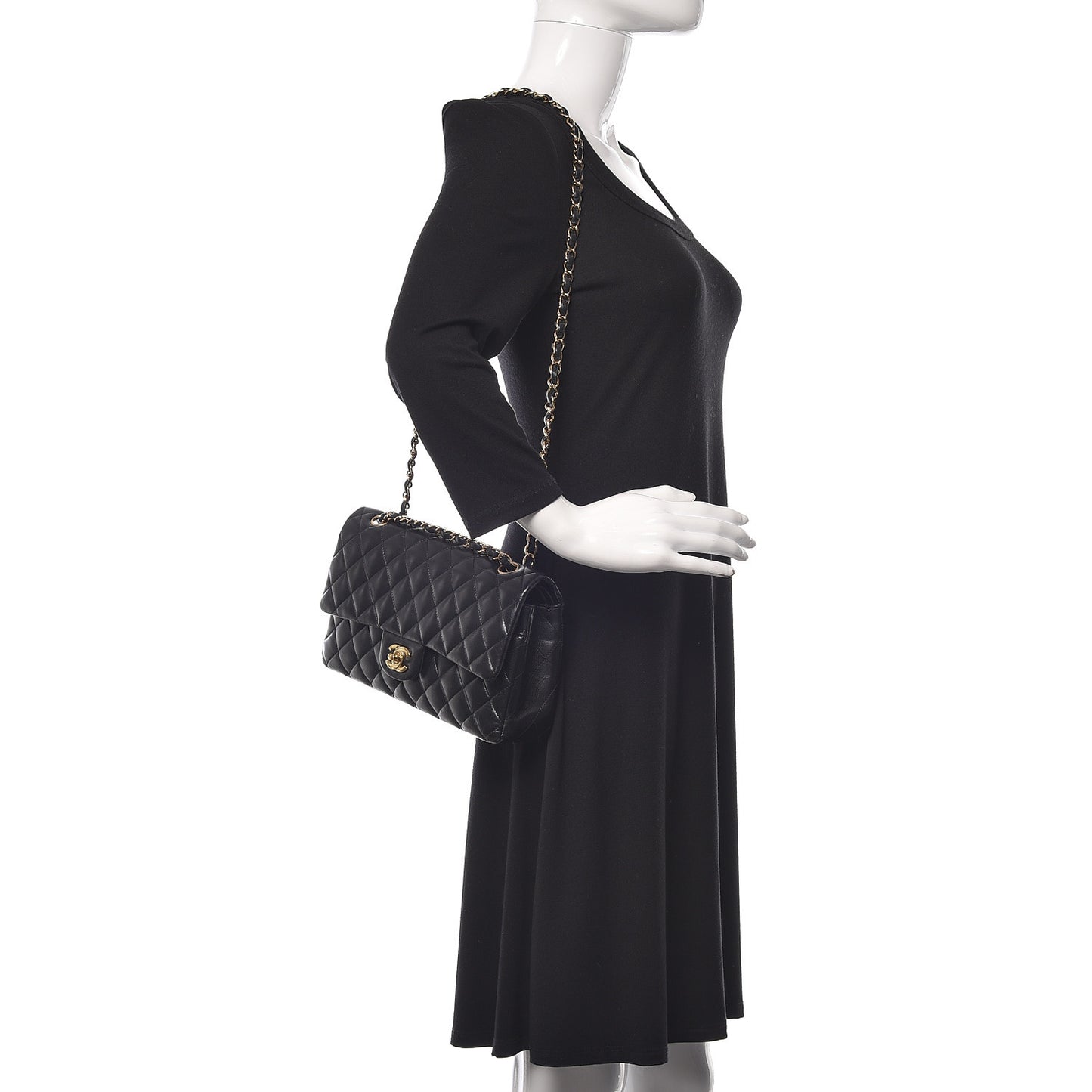 Lambskin Quilted Medium Double Flap Black