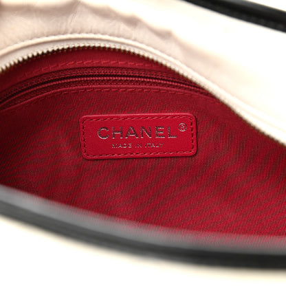 Chanel Aged Calfskin Quilted Large Gabrielle Hobo White Black 5 of 10