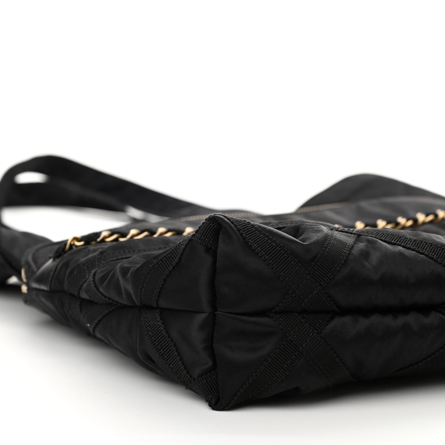 Nylon Grosgrain Large Lifestyle Pouch With Foldable Tote Black
